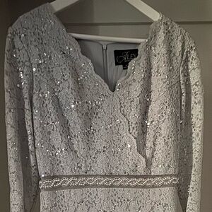 Formal Alex evenings grey sequined long dress size 12.  New with tags.